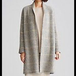 EILEEN FISHER MOON SHAWL COLLAR COAT WINDOWPANE SIZE MEDIUM NWT